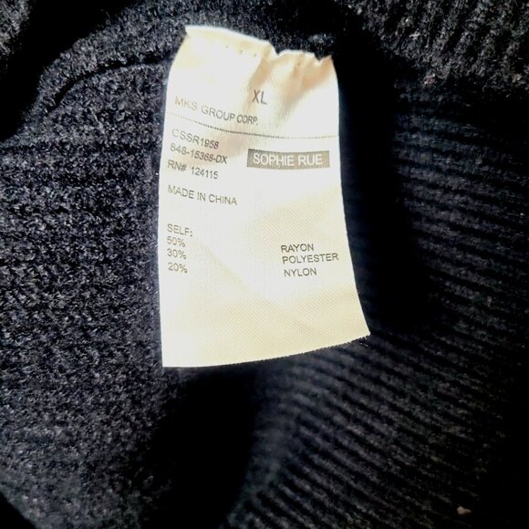 Womens XL Sophie Rue Women's Karmiti Diagonal Black Colorblock Crewneck Pullover - Picture 10 of 11